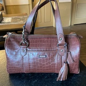 Brown snakeskin-look Coach shoulder bag